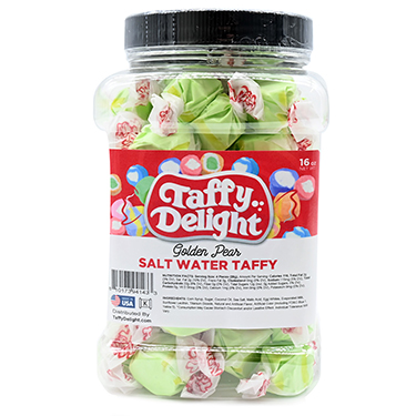 Taffy Delight Golden Pear Salt Water Taffy 16oz Jar